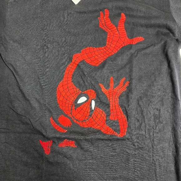 Vintage Deadstock Changes Spiderman Flock T Shirt Size Medium Read Flaw Hole - Picture 7 of 9